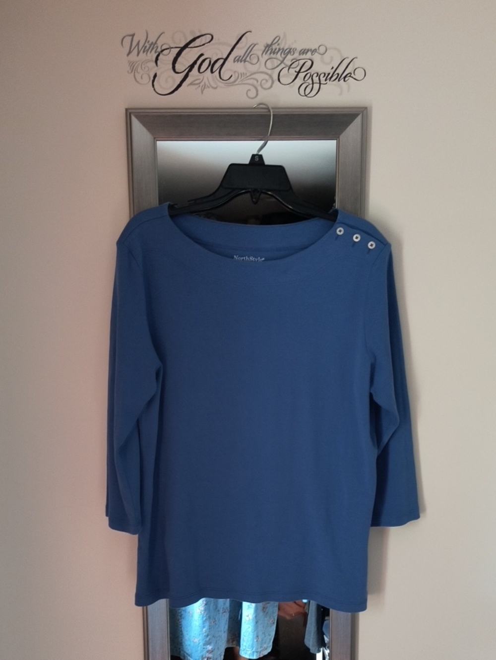 NorthStyle Blue Long-Sleeve Shoulder-Button Tee